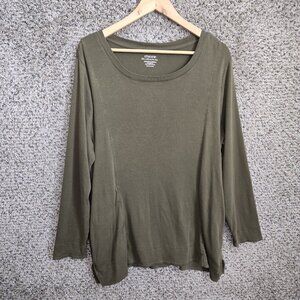 Chicos Top Womens 3 US XL Green‎ Ultimate Tee Tunic Pima Cotton Casual Ladies